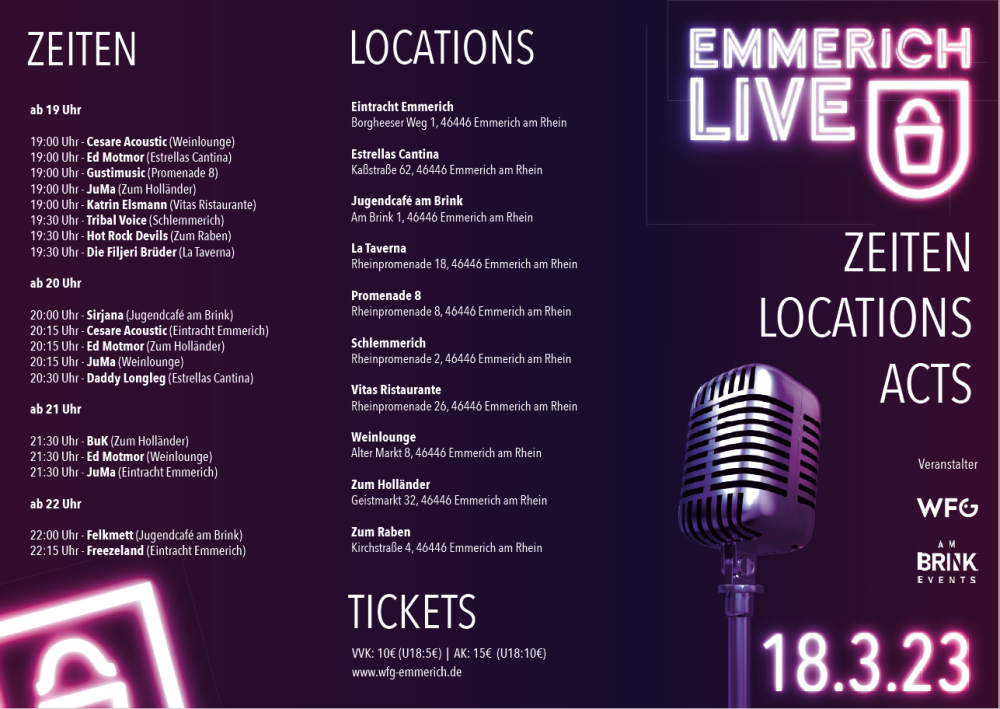 Emmerich live! - schon mehr als 750 Karten verkauft! >  | WfG Emmerich